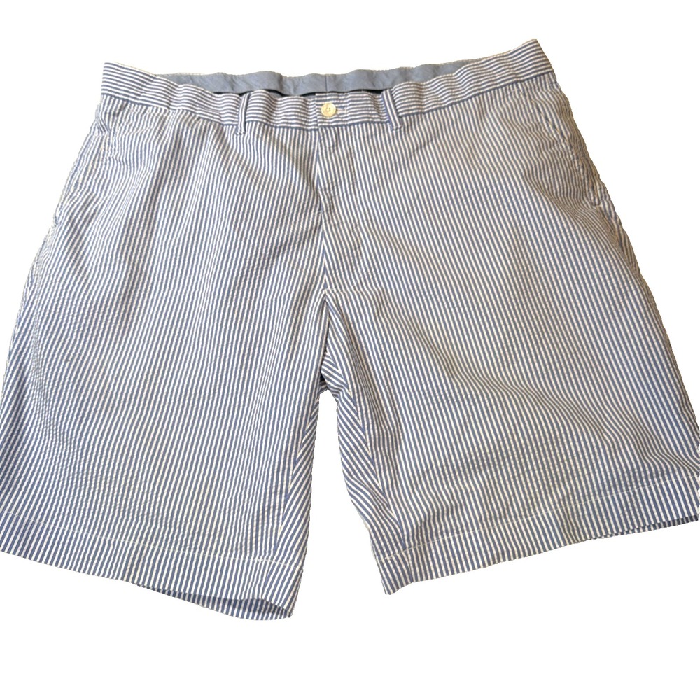 POLO Golf Ralph Lauren Shorts Men Sz 38 Blue White Stripe Seersucker 10"